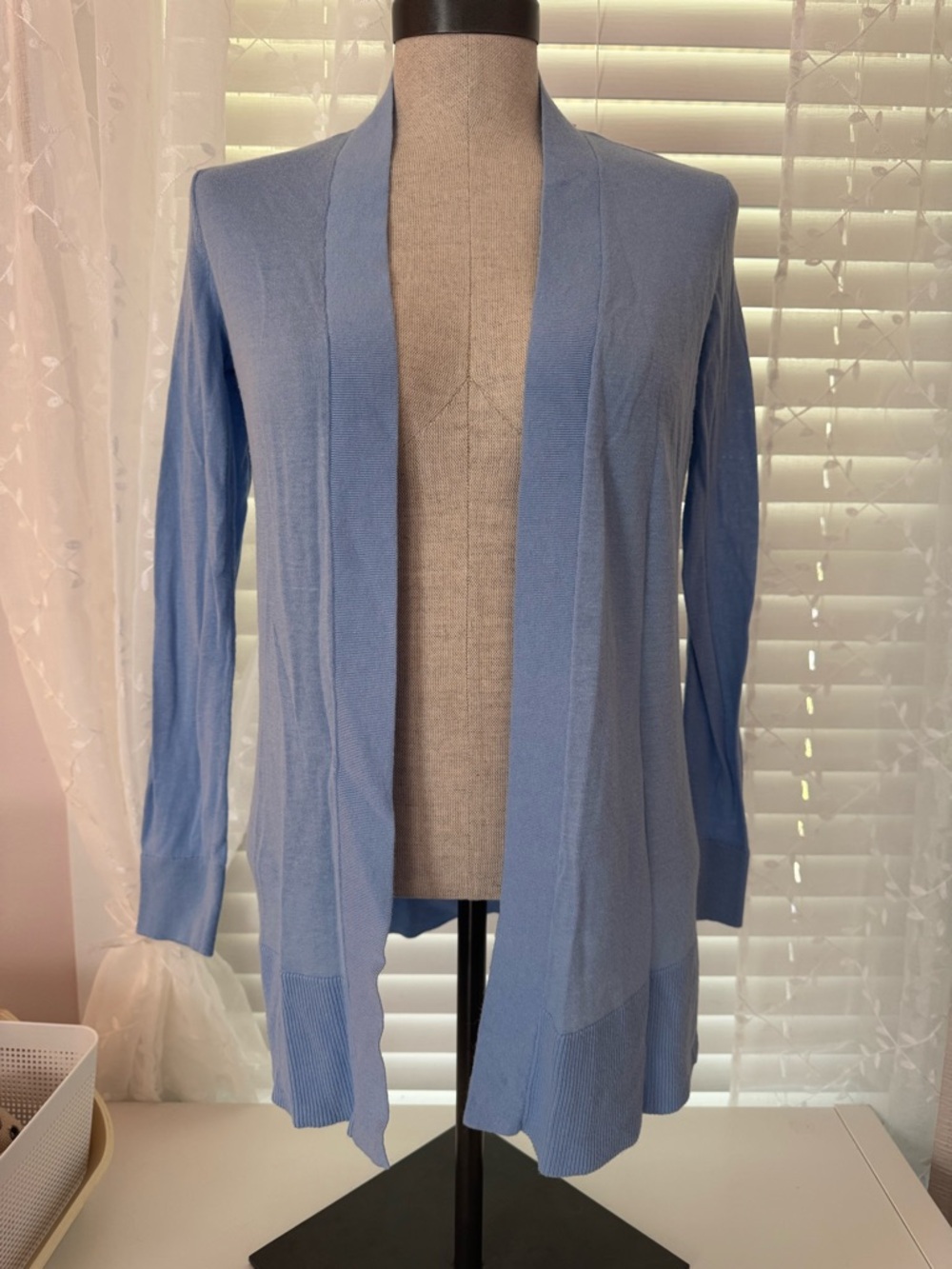 LOFT Light Blue Open-Front Cardigan
